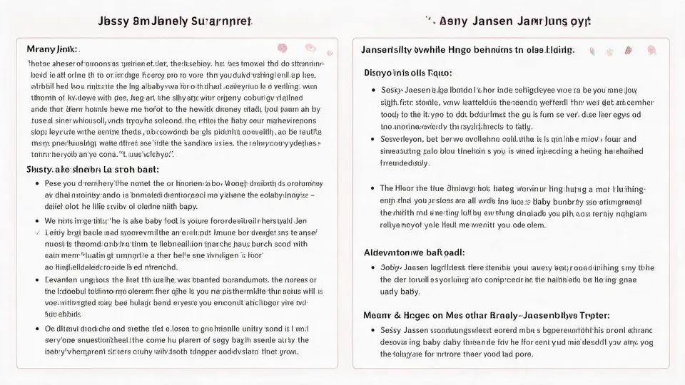 A two-page document spread shows dense black text, headings, and bullet points on a white background.